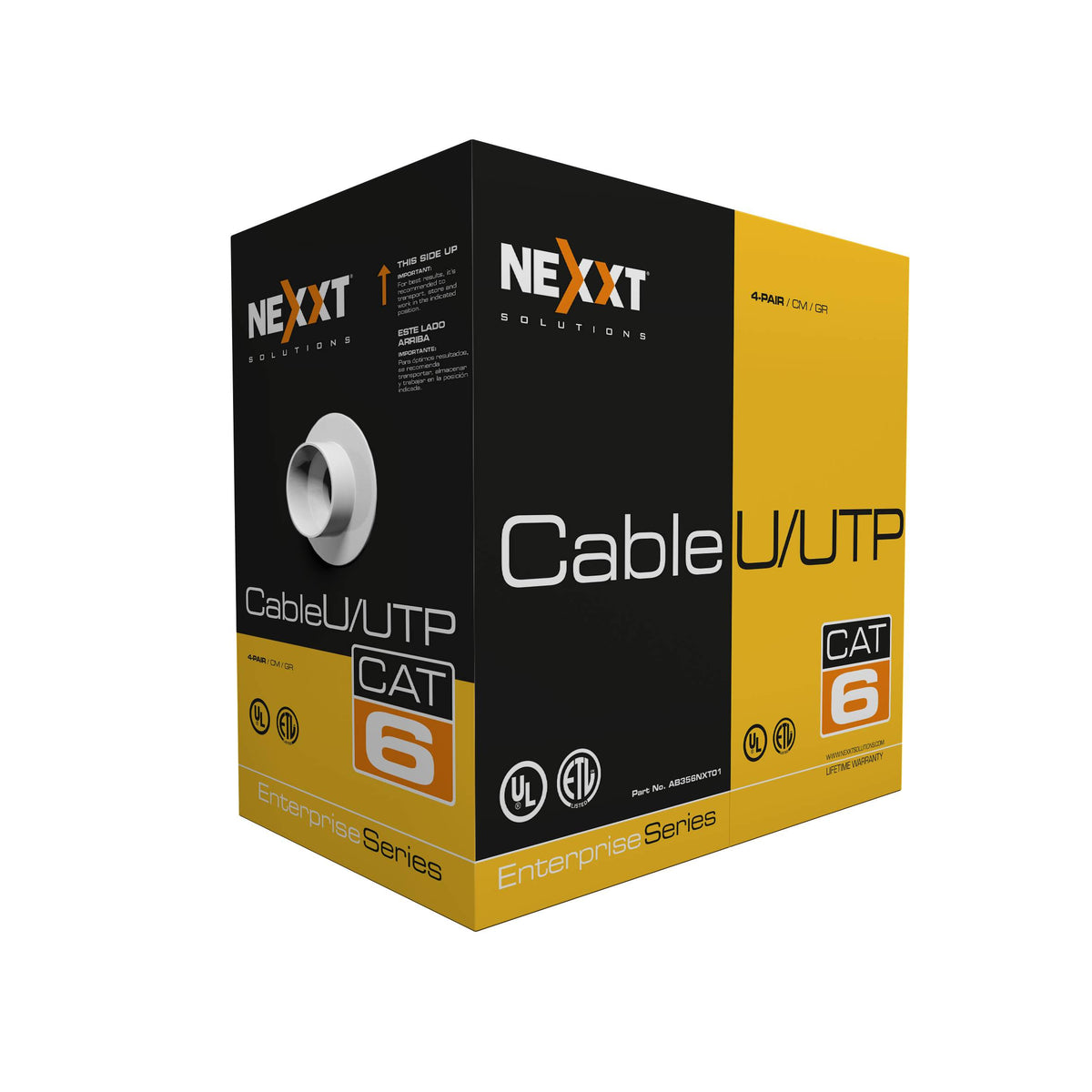 BOBINA DE CABLE CAT.6 UTP, REVESTIMIENTO TIPO CM, 305M, GRIS ENTERPRISE 100% COBRE 23 AWG