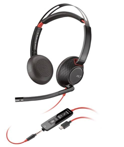 HP POLY BLACKWIRE 5220, ALAMBRICOS, USB-C CON ADAPTADOR USB-C/A, CONECTOR 3.5 MM, BINAURAL
