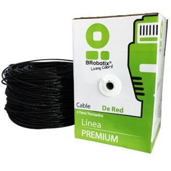BOBINA UPT, CAT5E, 305 M, EXTERIOR DOBLE FORRO, NEGRO, CCA, BROBOTIX 055305
