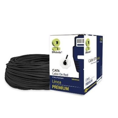 BOBINA UTP, EXTERIOR, DOBLE FORRO BROBOTIX 176122, 100 M, NEGRO, EXTERIOR, CAT6, CCA