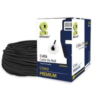 BOBINA UTP, EXTERIOR, DOBLE FORRO, BROBOTIX 171100, 305 M, NEGRO, EXTERIOR, CAT6, CCA