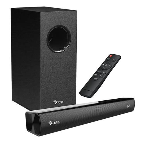 BARRA DE SONIDO 2.1 STYLOS STAB210B, CONECTIVIDAD MÚLTIPLE BLUETOOTH, HDMI ARC, USB, ENTRADA AUX 3.5 MM
