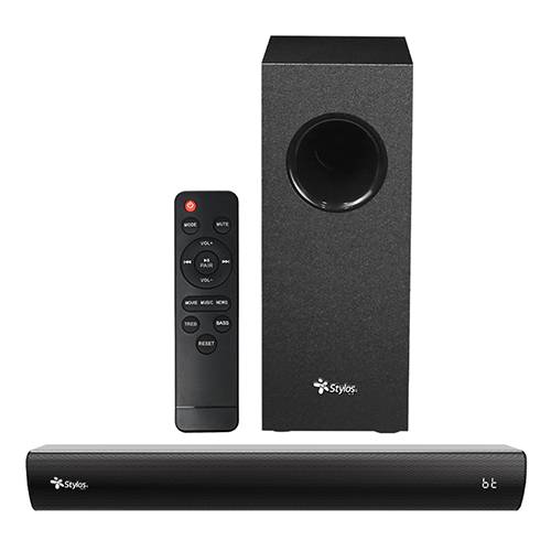 BARRA DE SONIDO 2.1 STYLOS STAB210B, CONECTIVIDAD MÚLTIPLE BLUETOOTH, HDMI ARC, USB, ENTRADA AUX 3.5 MM
