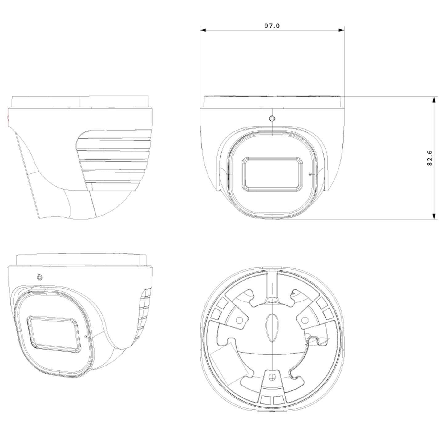 CAMARA DOMO AHD (3K) 5 MP(AHD/TVI), 4 MP(AHD/TVI/VCI), 700 TVL (CVBS), LENTE FIJO 2.8MM (100°), IR HASTA 20 MTS, MICROFONO,WDR, IP67