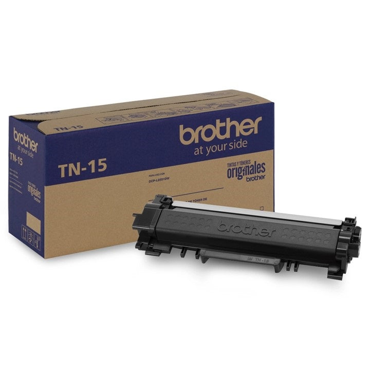 TÓNER BROTHER TN15, NEGRO, RENDIMIENTO APROXIMADO 4,500 PÁGINAS, PARA EQUIPOS DCPL2551DW.