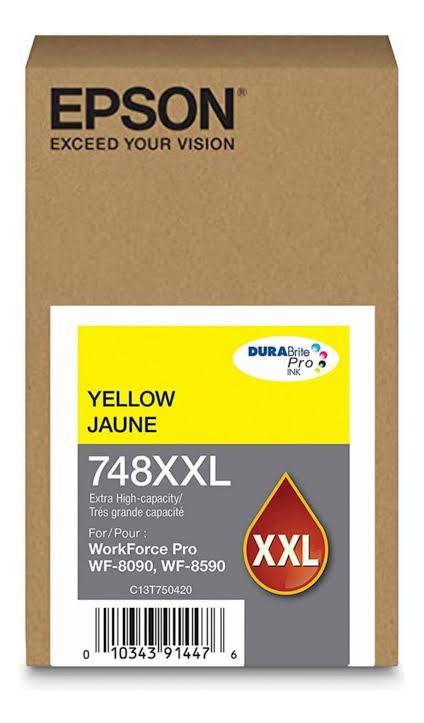 CARTUCHO DE TINTA AMARILLO EPSON T748XXL420-AL, EXTRA ALTA, RENDIMIENTO PROMEDIO DE 7,000 PAG, CAPACIDAD DE 69ML, COMPATIBLE PARA WORKFORCE PRO WF-6590 Y W