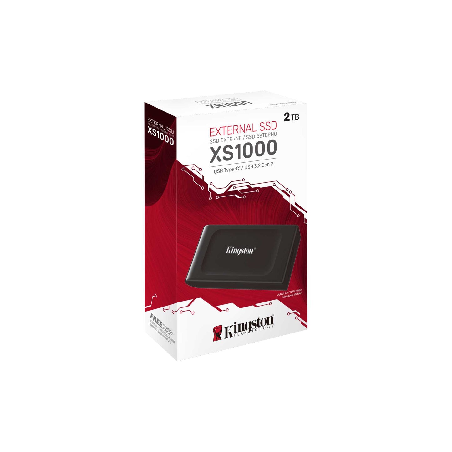 UNIDAD DE ESTADO SOLIDO EXTERNO KINGSTON XS1000 2TB USB-C 3.2 GEN 2 R.1050MB/S W.1000MB/S NEGRO
