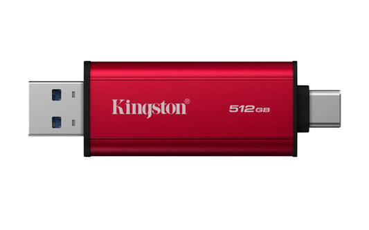 UNIDAD DE ESTADO SOLIDO PORTABLE KINGSTON SPSD 512GB DUAL USB-A/C 3.2 GEN 2 R.1050MB/S W.950MB/S ROJO