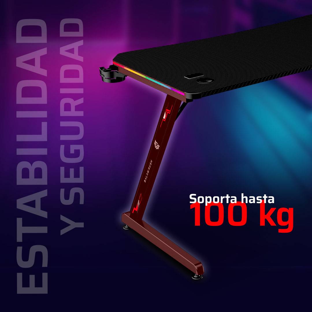 ESCRITORIO GAMER ERGONÓMICO OLYMPUS SPOT GLOW PRO MRX8000 BALAM RUSH LEGEND SERIES ESCRITORIO GAMER ERGONÓMICO 120 X 60CM, ILUMINACIÓN RGB, PORTA VASOS