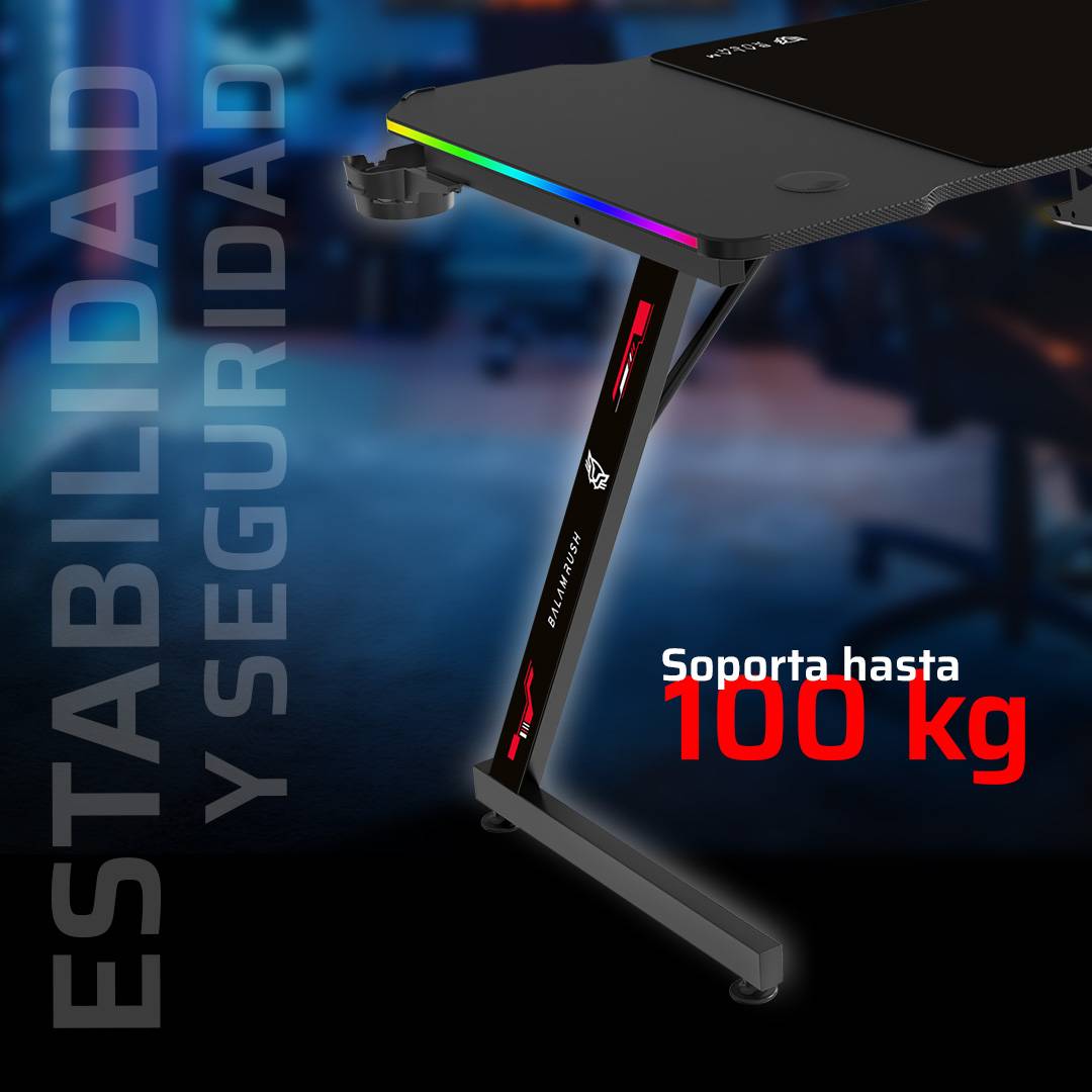 ESCRITORIO GAMER ERGONÓMICO OLYMPUS SPOT GLOW MRX6000 BALAM RUSH LEGEND SERIES ESCRITORIO GAMER ERGONÓMICO 140 X 60CM, ILUMINACIÓN RGB
