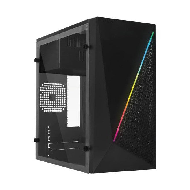 GABINETE ACTECK KIOTO GC460 RGB ESSENTIAL, GABINETE, MICRO-ATX, MINI-ITX, NEGRO, 500 W