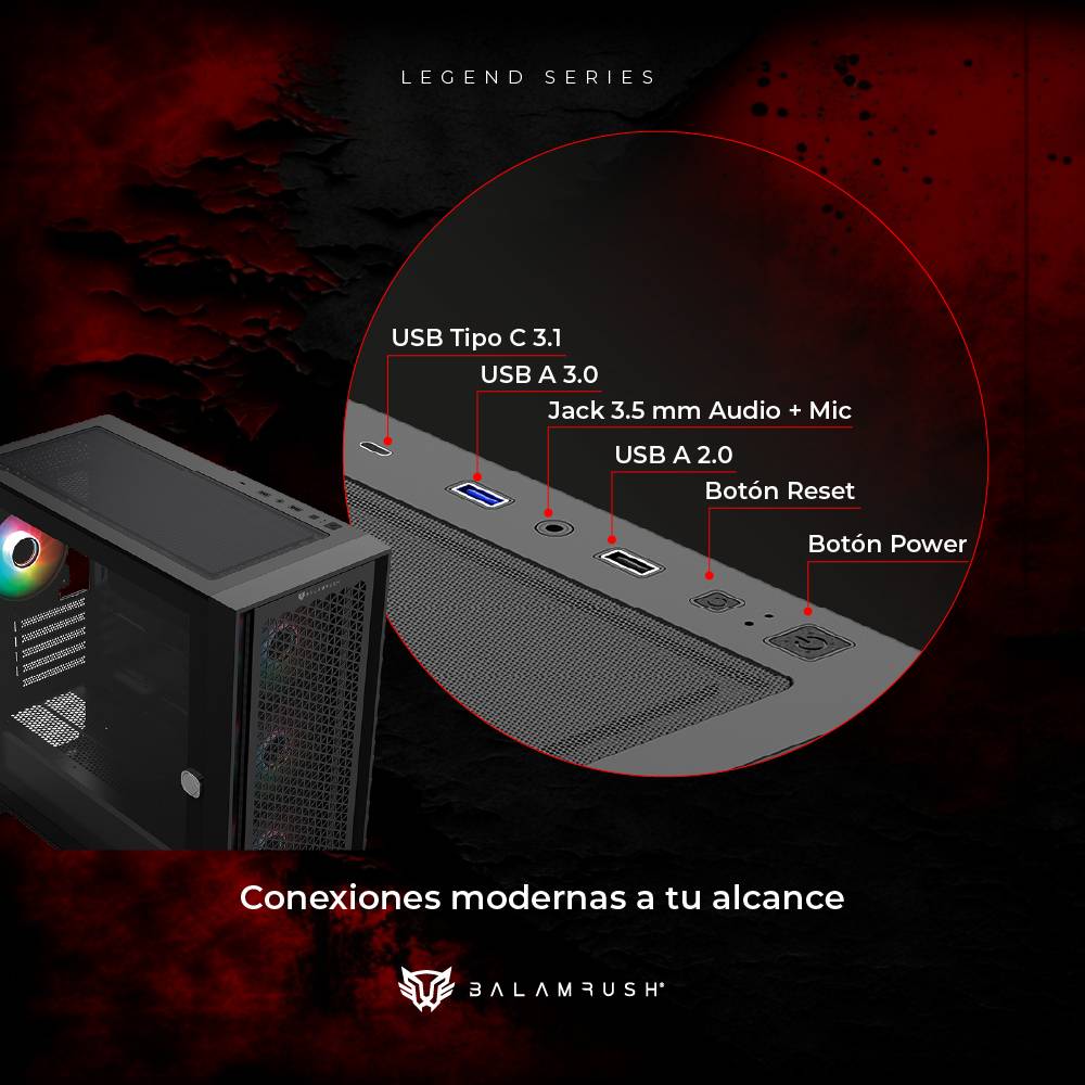GABINETE GAMER MINI TORRE CARBONO TWIN MATE 6000 LEGEND SERIES