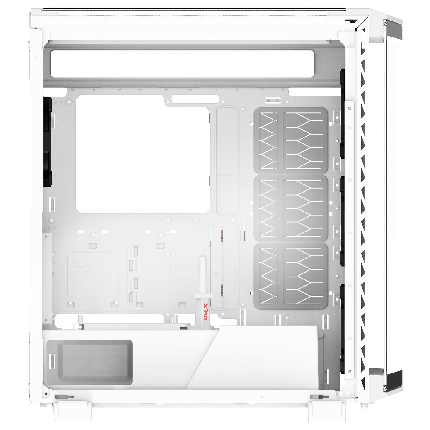 GABINETE GAMER XPG BATTLECRUISER II. MEDIA TORRE. VIDRIO TEMPLADO DE 4 MM. CUATRO VENTILADORES INCLUIDOS. COLOR BLANCO. BATTLECRUISERIIST-WHCWW