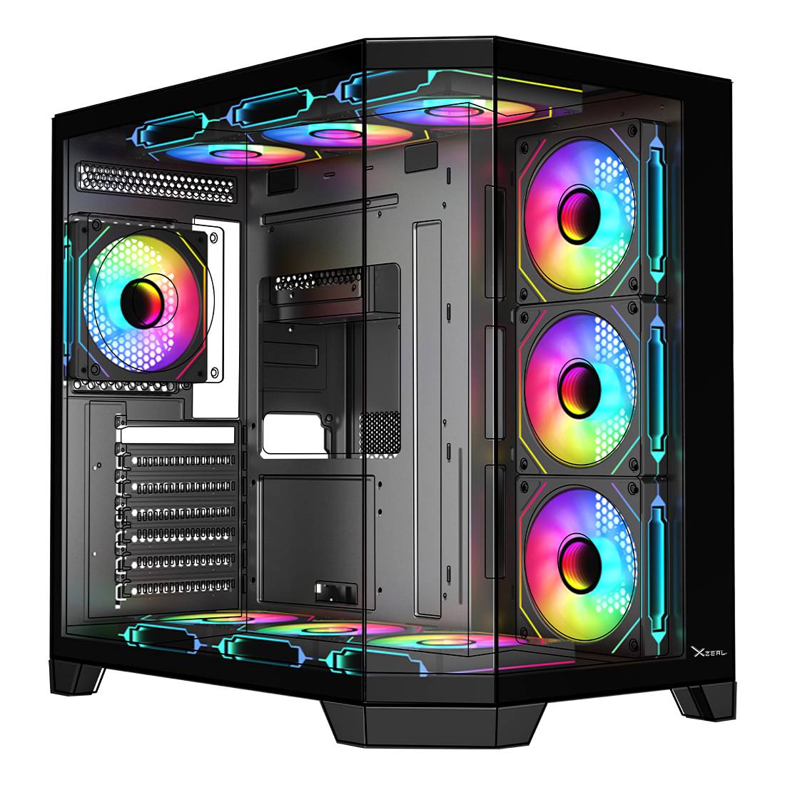 GABINETE GAMER XZEAL X-TRON MID TOWER ATX XZGAXT1B PANEL DER. VIDRIO + METAL 2XUSB1.0+1XUSD3. +3.5 MM+4 ARGB