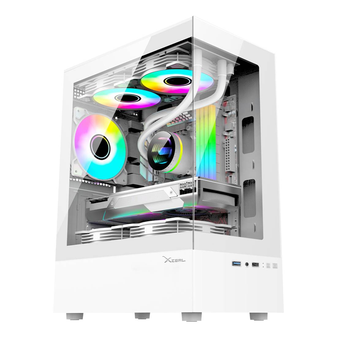 GABINETE XZEAL X-ZYNERGY M-ATX/ITX XZGAZNY1W ESPACIOS PCI 4 ESPACIOS DE EXPANSIÓN RGB, BLANCO
