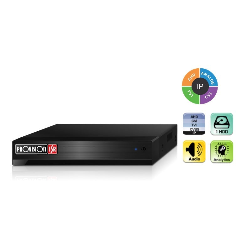 DVR PENTAHIBRIDO DE 16 CANALES 2 MP (AHD/TVI/CVI/CVBS) + 2 CH-IP HASTA 5 MP (VIA RED), DYNAMIC HYBRID, SATA PARA HDD 6 TB, H.265