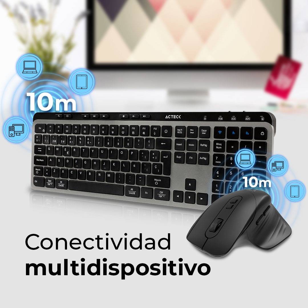 KIT TECLADO Y MOUSE INALÁMBRICO 2.4HZ CREATOR KREA MK755 ACTECK ADVANCED SERIES TECLADO INALÁMBRICO DONGLE 2.4MHZ, RANGO 10M
