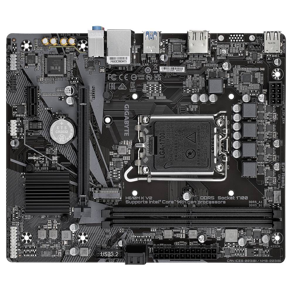 TARJETA MADRE GIGABYTE ATX H610M K V2 DDR5, S-1700, 64 GB, PARA INTEL