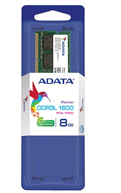 MEMORIA RAM ADATA PC12800, 8 GB, DDR3L, 1600 MHZ, PORTÁTIL, 204-PIN SO-DIMM