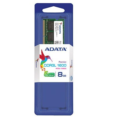 MEMORIA RAM ADATA PC12800, 8 GB, DDR3L, 1600 MHZ, PORTÁTIL, 204-PIN SO-DIMM