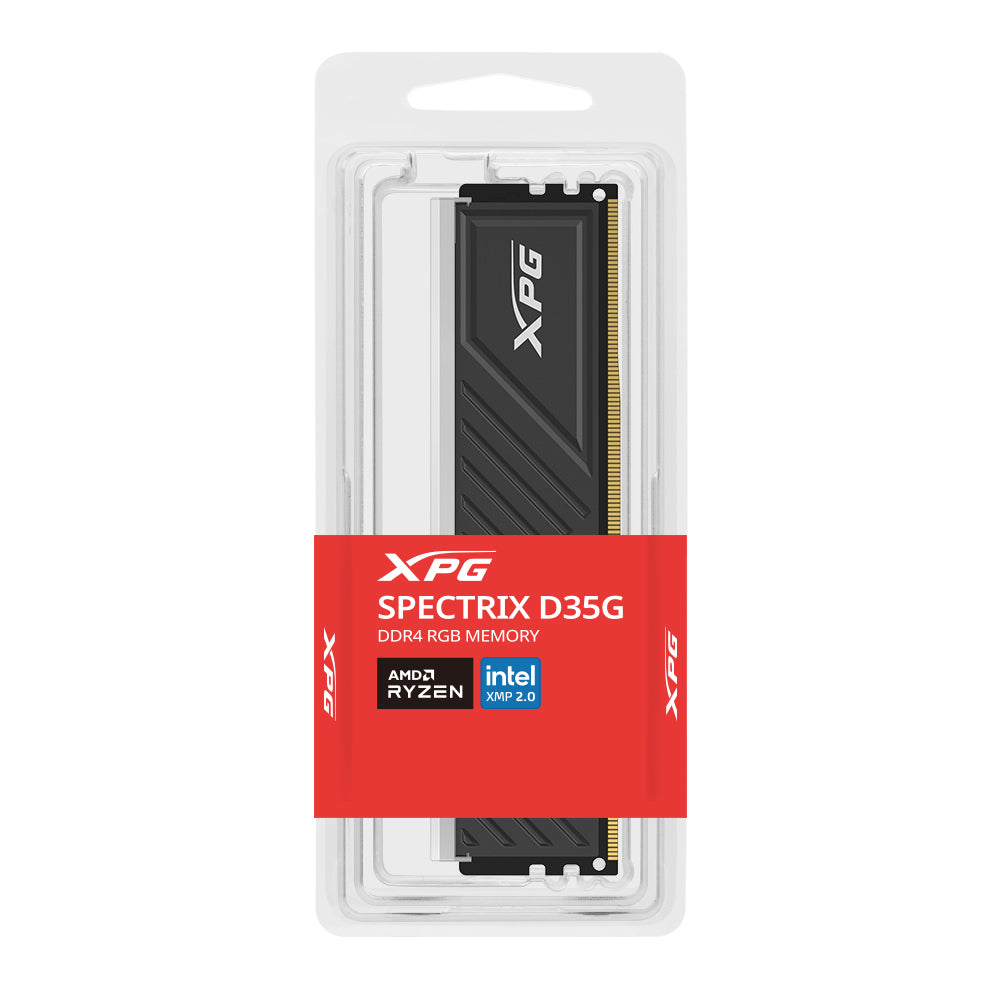 MEMORIA RAM ADATA XPG SPECTRIX D35G, DDR4 8GB UDIMM 3200MHZ, CON ILUMINACIÓN RGB. DISIPADOR NEGRO. AX4U32008G16A-SBKD35G