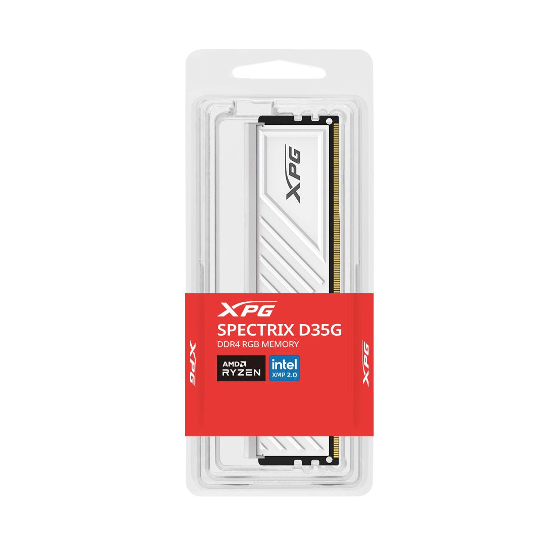 MEMORIA RAM ADATA XPG SPECTRIX D35G, DDR4 8GB UDIMM 3200MHZ, CON ILUMINACIÓN RGB. DISIPADOR BLANCO. AX4U32008G16A-SWHD35G