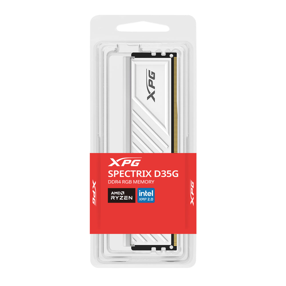MEMORIA RAM ADATA XPG SPECTRIX D35G, DDR4 16GB UDIMM 3200MHZ, CON ILUMINACIÓN RGB. DISIPADOR BLANCO. AX4U320016G16A-SWHD35G