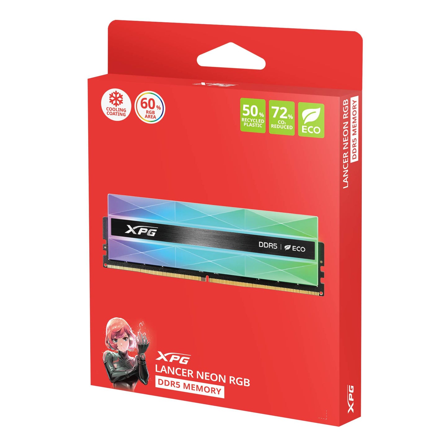 MEMORIA RAM ADATA XPG LANCER NEON RGB, DDR5 16GB UDIMM 6000MT/S. DISIPADOR DE ALUMINIO GRIS PLATEADO. AX5U6000C3016G-CLANRSG