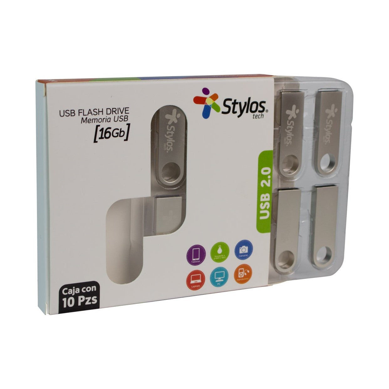 PAQUETE 10 USB 16GB METÁLICO STYLOS STUSB1016