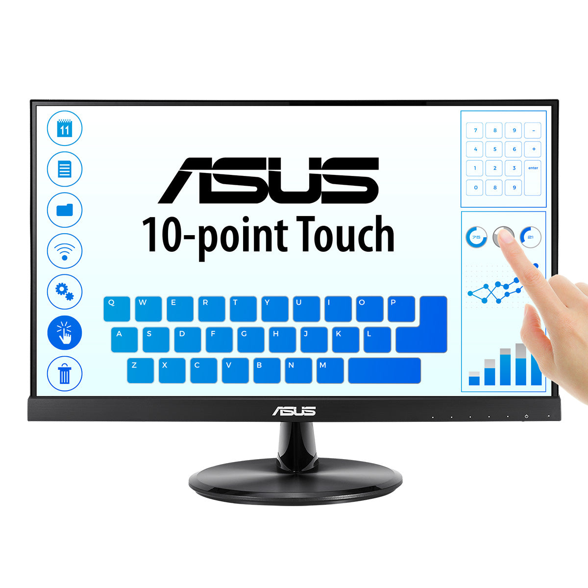 MONITOR ASUS VT229H, TÁCTIL, 22 (21.5 VISIBLES) FHD (1920X1080), CON 10 PUNTOS, IPS, ÁNGULO DE VISIÓN DE 178°, FLICKER FREE, LOW BLUE LIGHT,SIN MARCO