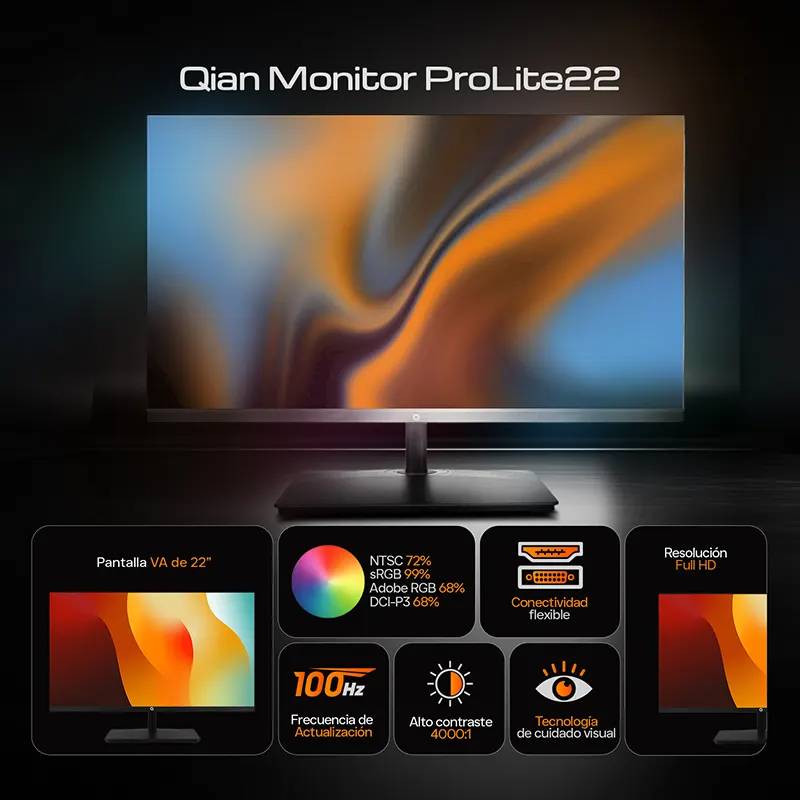 MONITOR PROLITE 22 PULGADAS QIAN MODELO: QMF-VAF22-02