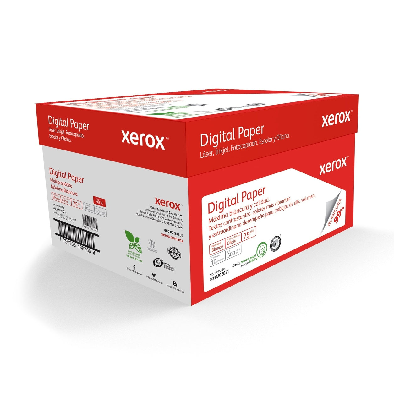 XEROX PAPEL DIGITAL ROJO OFICIO 99% BLANCURA