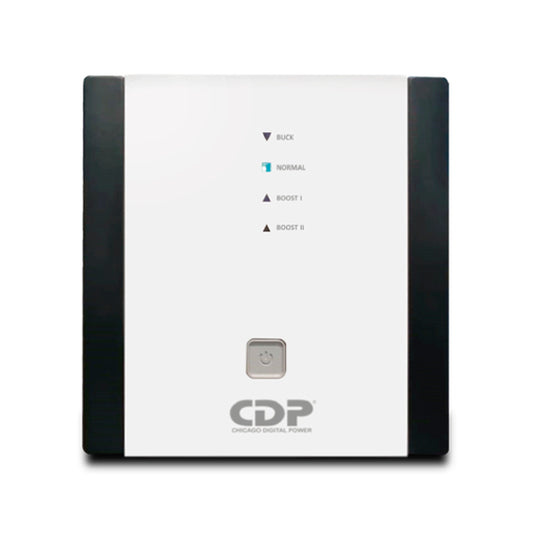 REGULADOR DE VOLTAJE CDP R-AVR2408 2400VA/1200W AVR LINEA BLANCA, 8 SALIDAS, 525 JULIOS, SISTEMA DE RETARDO DE ENCENDIDO, PROTECCIÓN COAXIAL, 120 VAC.