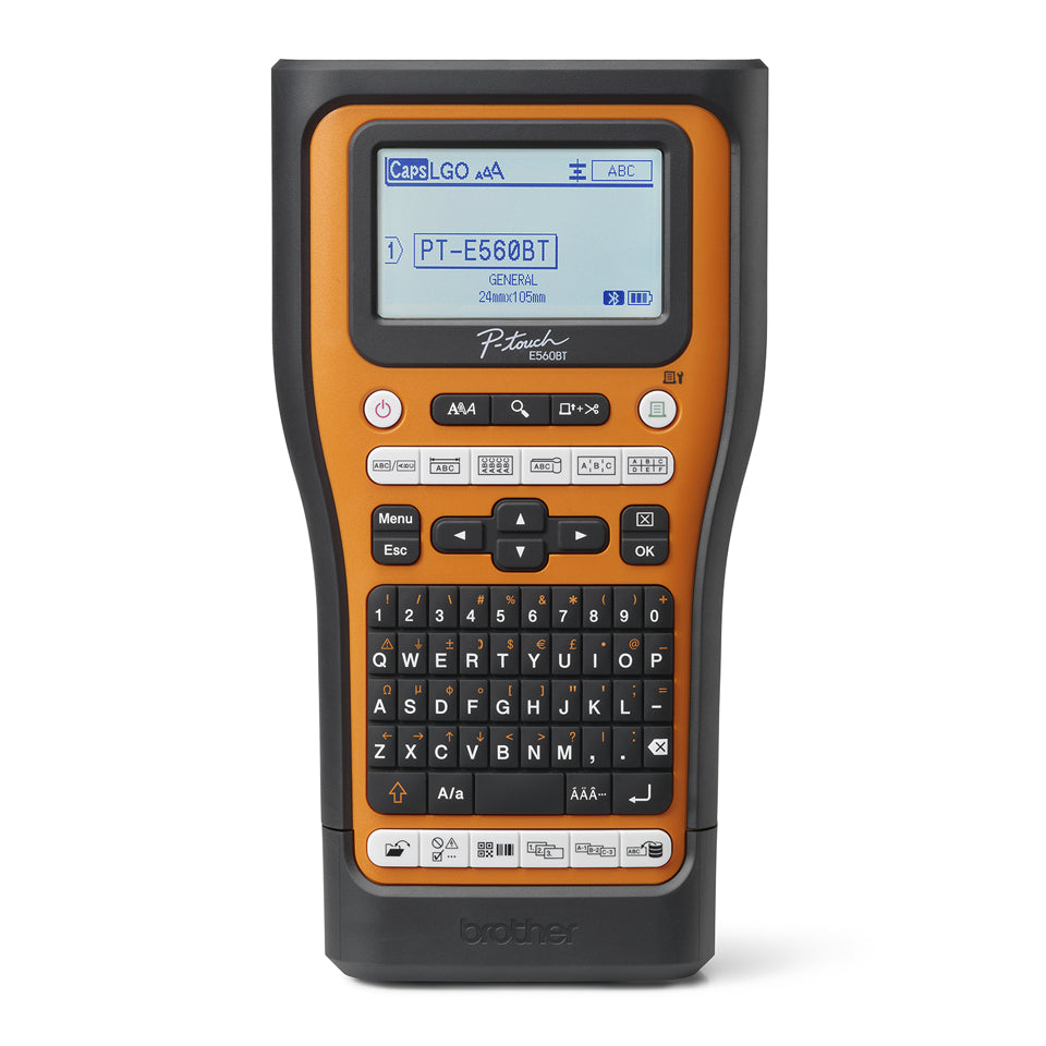 ROTULADOR INDUSTRIAL BROTHER P-TOUCH PTE560BTVP, TRANSFERENCIA TÉRMICA, BATERÍA RECARGABLE, MALETÍN, IMPRIME ETIQUETAS LAMINADAS DE HASTA 24 MM DE ANCHO