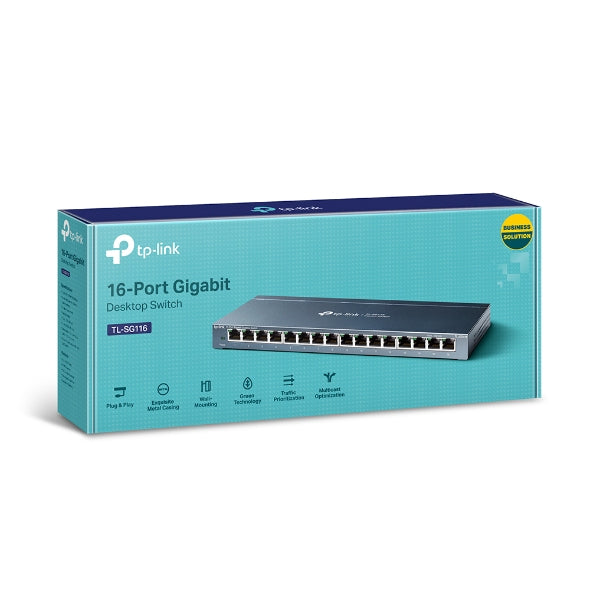 SWITCH GIGABIT TP-LINK TL-SG116, NEGRO, 10 W, 16 PUERTOS