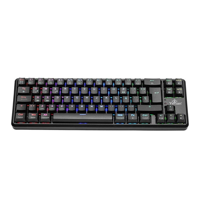 YEYIAN TKL TECLADO GAMER AKIL S 3500 SWITCH ROJO, 69 TECLAS, INTERRUPTOR CAMBIO, ANTI GHOSTING N-KEY R, LED RGB ARCOIRIS 18 EFECT, IP42 YTM-28209R