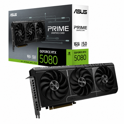 TARJETA DE VIDEO ASUS PRIME-RTX5080-16G MOTOR GRÁFICO NVIDIA GEFORCE RTX 5080 RENDIMIENTO DE LA IA 1801 TOP