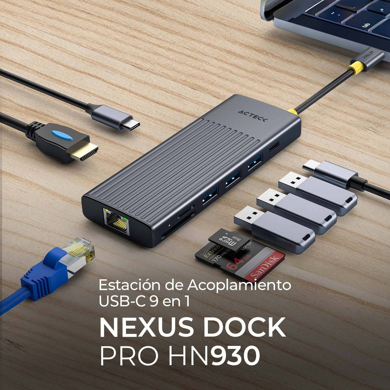 HUB USB 9 EN 1 NEXUS DOCK PRO HN930 ACTECK  HUB  9 EN 1