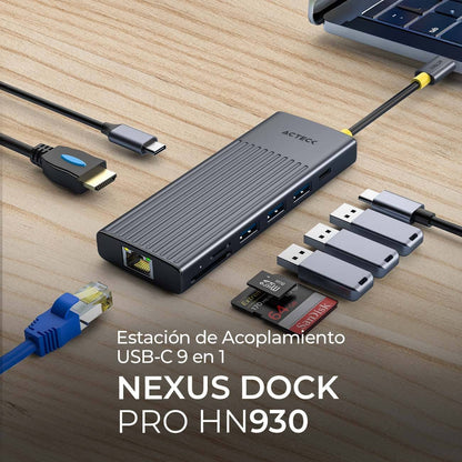 HUB USB 9 EN 1 NEXUS DOCK PRO HN930 ACTECK  HUB  9 EN 1