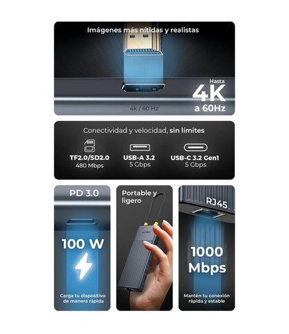 HUB USB 9 EN 1 NEXUS DOCK PRO HN930 ACTECK  HUB  9 EN 1