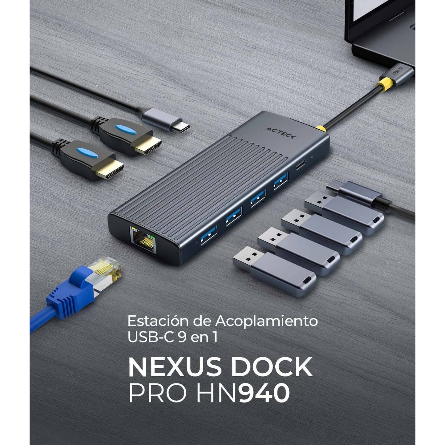 HUB USB 9 EN 1 NEXUS DOCK PRO HN940 ACTECK  HUB  9 EN 1