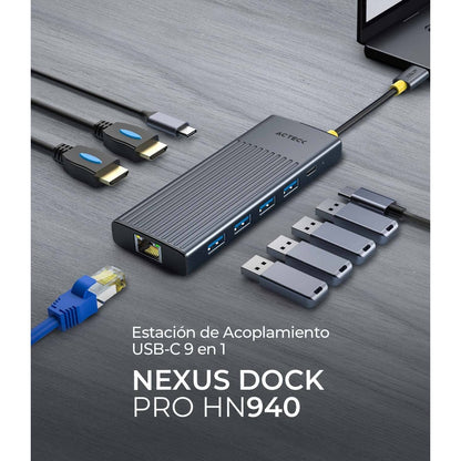 HUB USB 9 EN 1 NEXUS DOCK PRO HN940 ACTECK  HUB  9 EN 1