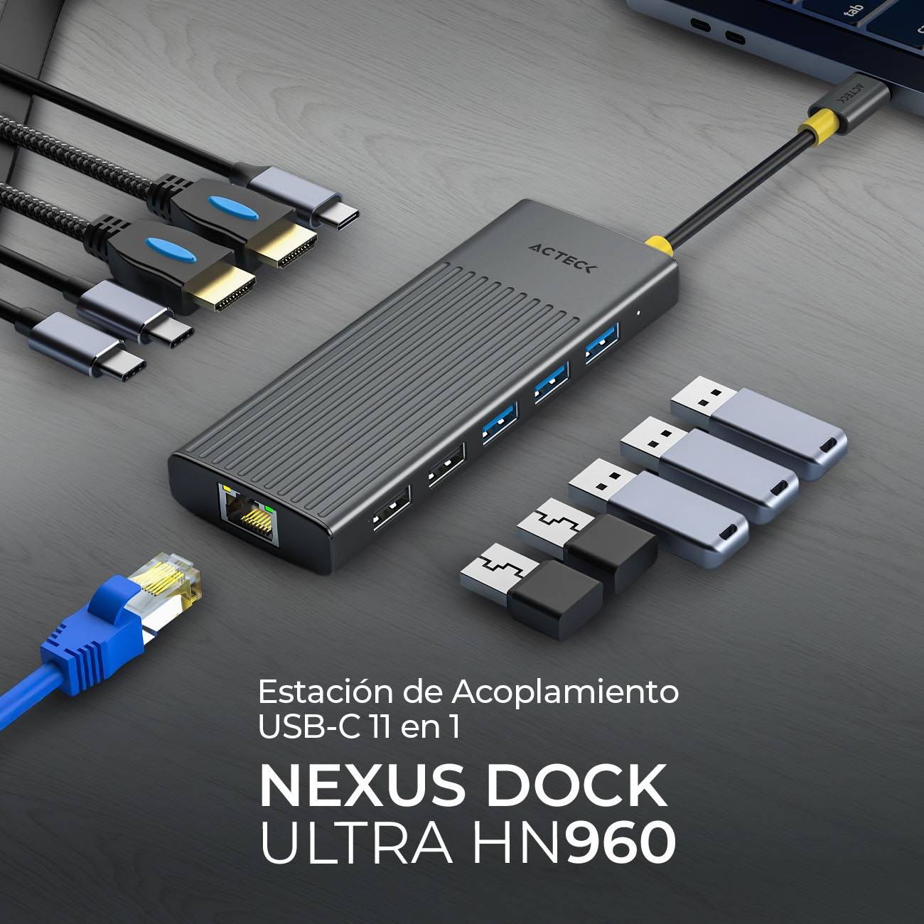 HUB USB 11 EN 1 NEXUS DOCK ULTRA HN960 ACTECK  HUB  11 EN 1