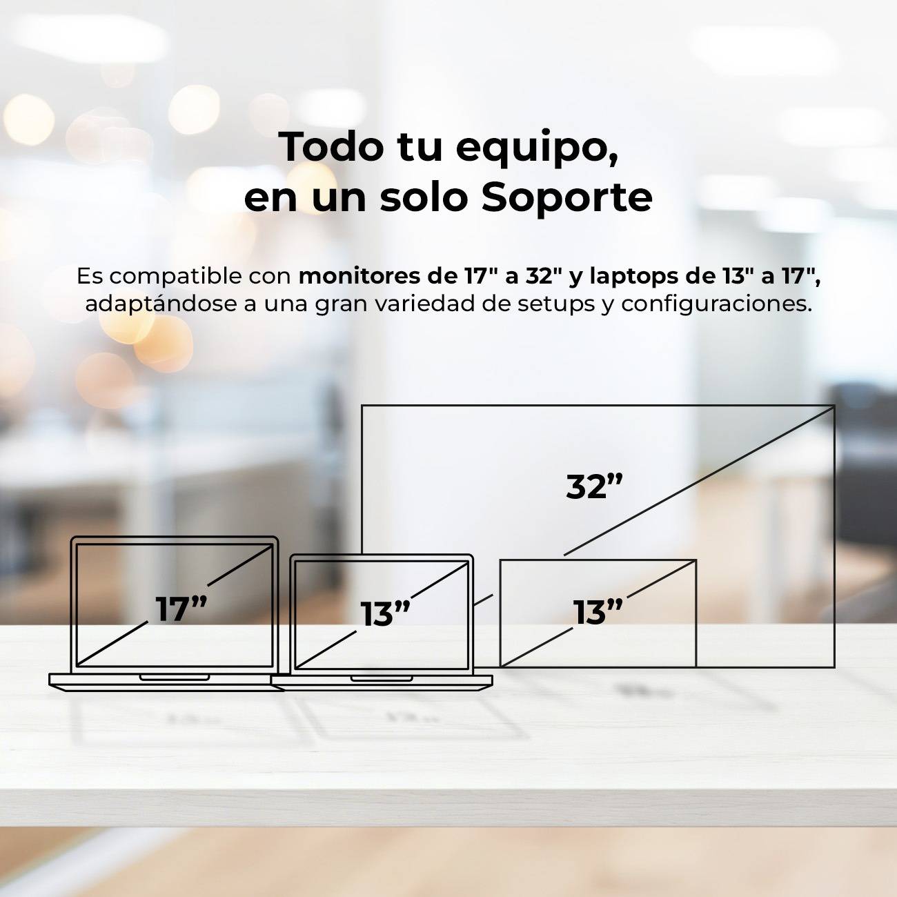 SOPORTE 2 EN 1 ENFORCE MOTION SM729 ACTECK  SOPORTE PARA MONITOR Y LAPTOP 2 EN 1 PARA  ESCRITORIO CON C-CLAMP