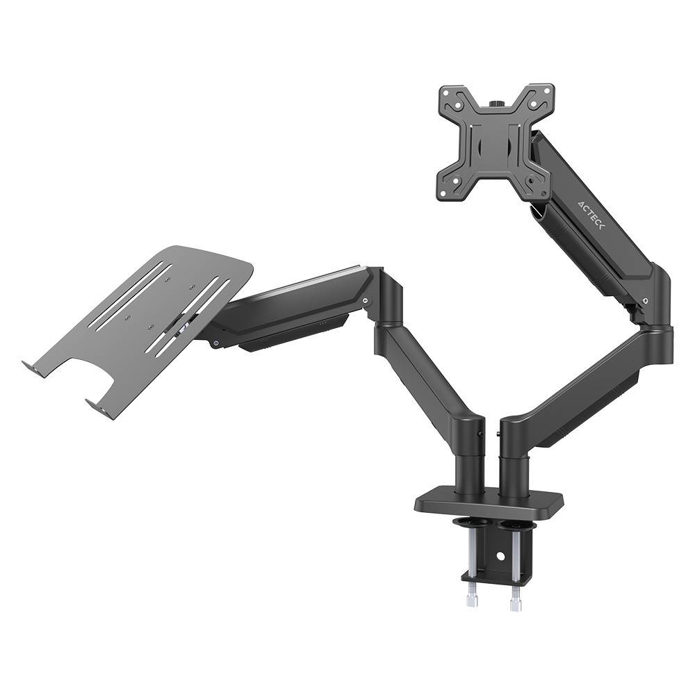 SOPORTE 2 EN 1 ENFORCE MOTION SM729 ACTECK  SOPORTE PARA MONITOR Y LAPTOP 2 EN 1 PARA  ESCRITORIO CON C-CLAMP