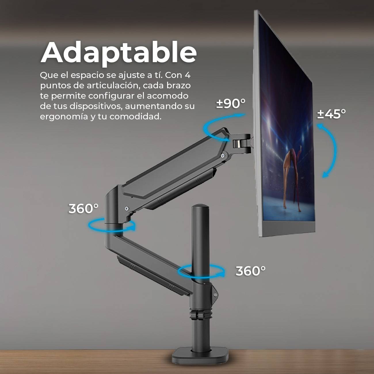 SOPORTE PARA MONITOR ENFORCE MOTION SM718  ACTECK SOPORTE ARTICULADO PARA MONITOR CON ALTURA AJUSTABLE CON C-CLAMP