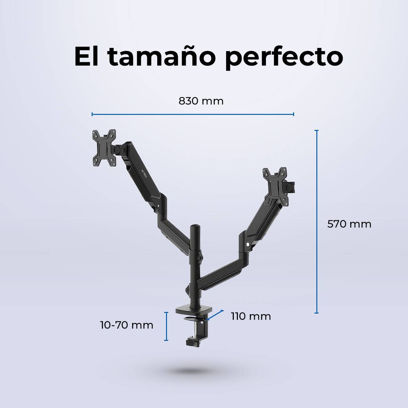 SOPORTE DOBLE MONITOR ENFORCE MOTION SM728  ACTECK SOPORTE ARTICULADO PARA DOBLE MONITOR CON AJUSTE DE ALTURA Y C-CLAMP