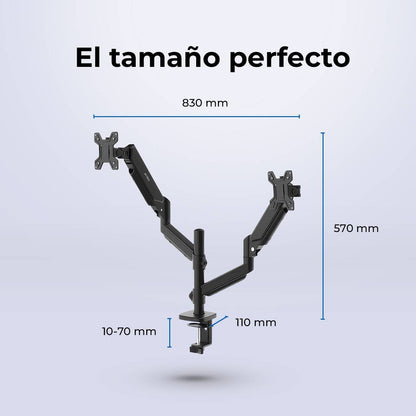 SOPORTE DOBLE MONITOR ENFORCE MOTION SM728  ACTECK SOPORTE ARTICULADO PARA DOBLE MONITOR CON AJUSTE DE ALTURA Y C-CLAMP