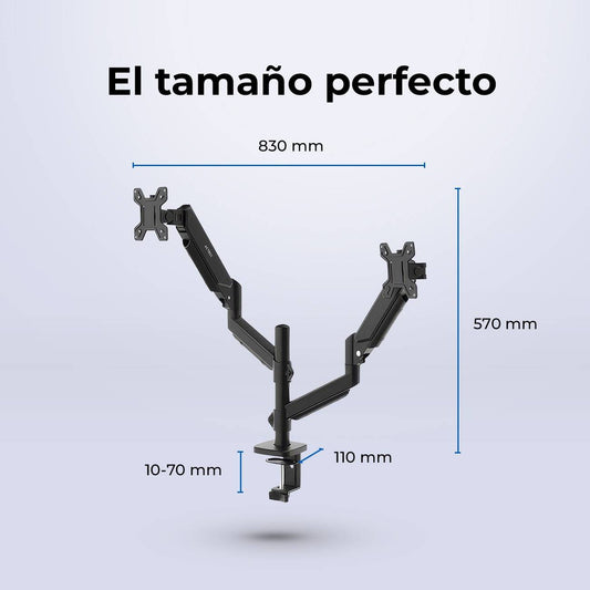 SOPORTE DOBLE MONITOR ENFORCE MOTION SM728  ACTECK SOPORTE ARTICULADO PARA DOBLE MONITOR CON AJUSTE DE ALTURA Y C-CLAMP