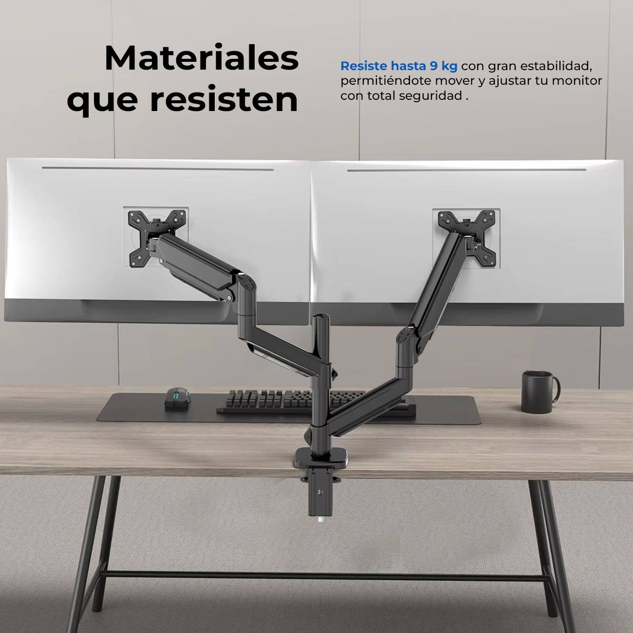 SOPORTE DOBLE MONITOR ENFORCE MOTION SM728  ACTECK SOPORTE ARTICULADO PARA DOBLE MONITOR CON AJUSTE DE ALTURA Y C-CLAMP